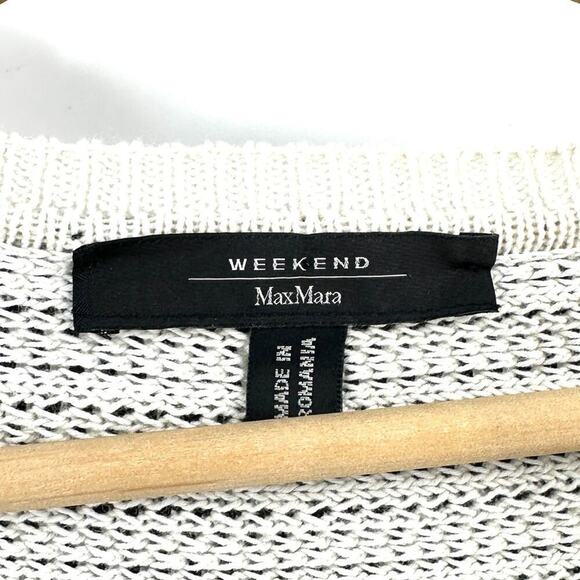 MaxMara Weekend Linen-Blend Knit Short Sleeve Wrap Cardigan Sweater Top Sz S - Picture 4 of 6